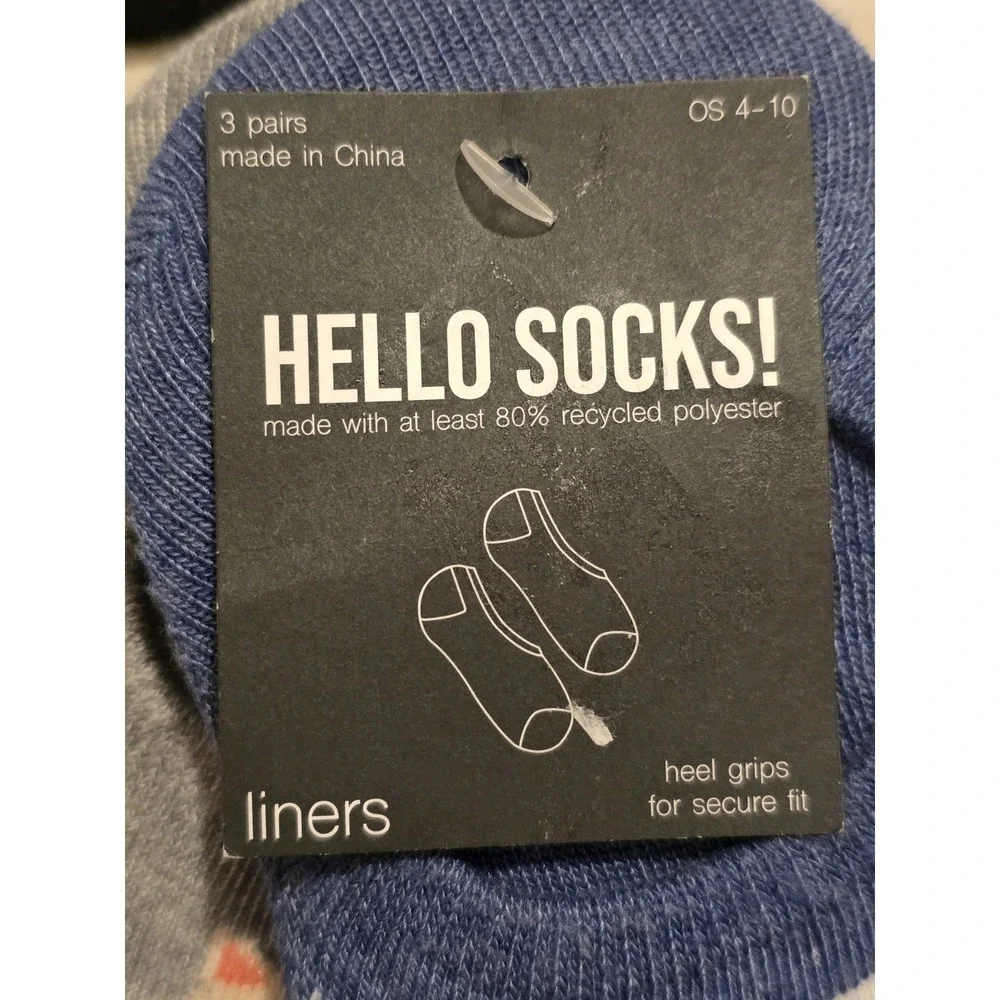 Lot Of 9 pairs HELLO Socks ‎ No Show Socks Liners Variety - Size Fits Most